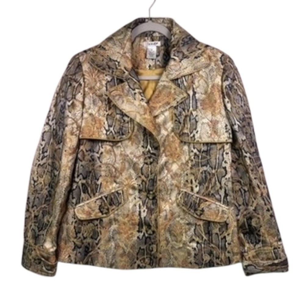 Vintage Jendo Metallic Snake‎ Print Blazer Jacket Size 12 – Excellent